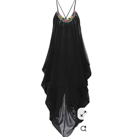 Mara Hoffman Other - New Mara Hoffman Beach Boho Pool Vacation Beaded Long Black Swim Coverup S M L